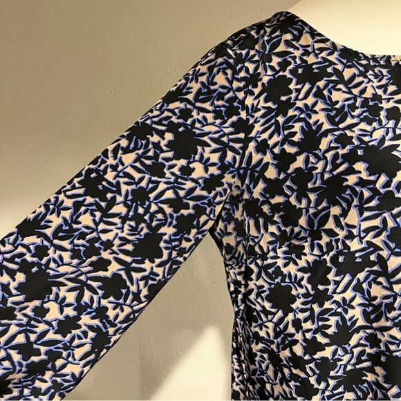 Boat neck long sleeve loose fit a-line floral mini dress - Picture 3 of 12